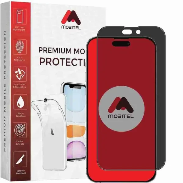 Mobitel Privacy Tempered Glass Screen Protector for iPhone 15